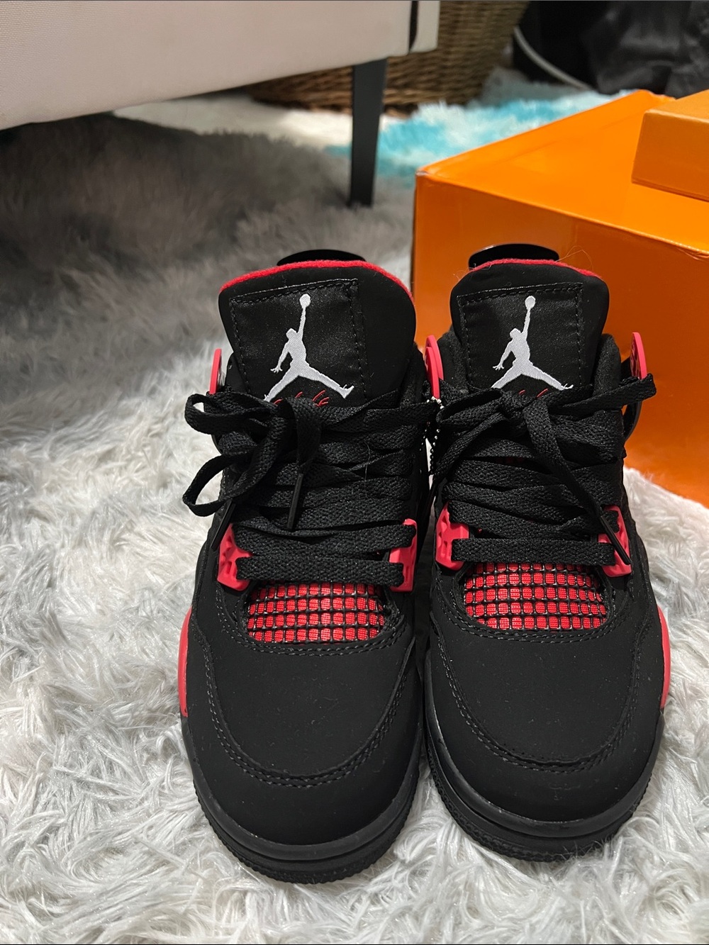 Jordan Kids Black and Red Retro Basketball Sneakers